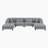 Loowit 120"W Modern 6-Piece Corduroy U-Shaped Modular Sectional with Dual Ottomans – Customizable Sofa with Reversible Cushions & Matching Pillows