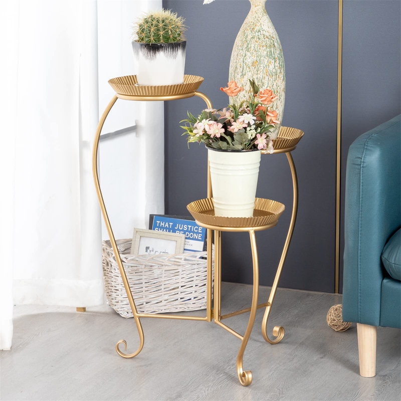 Support pour plante rond multiniveaux, Or