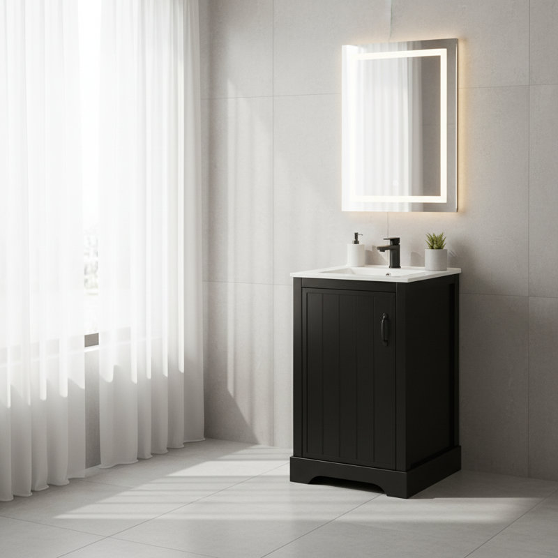Meuble-lavabo compact de 20 pouces avec lavabo en céramique | Conception peu encombrante | Idée de cadeau