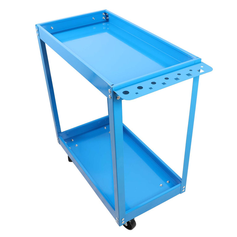 Chariot à outils sur roulettes, chariot utilitaire en acier robuste avec roues verrouillables, chariot de service industriel d'une capacité de 400 lb pour garage, entrepôt, atelier (bleu vif à deux couches)