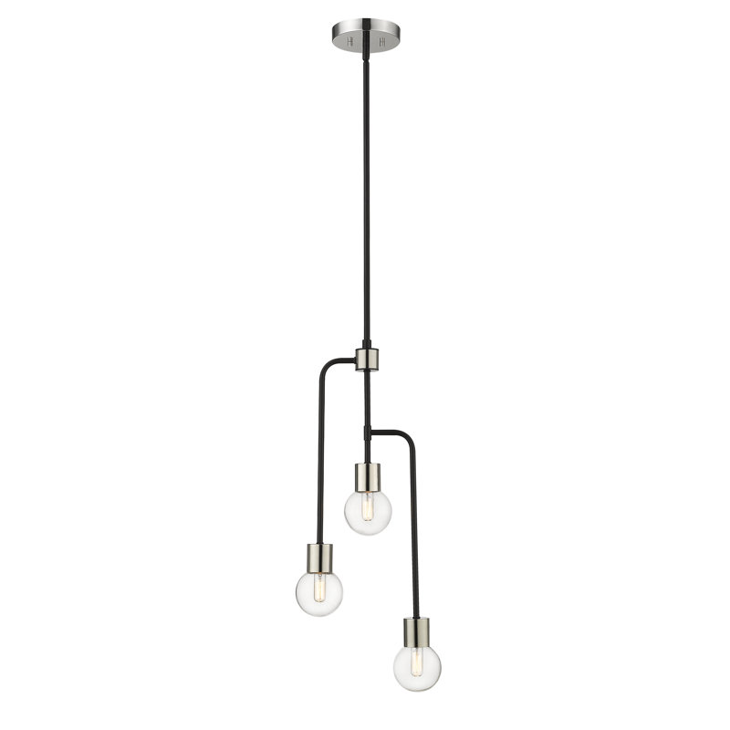 Lustre à niveaux 3 lumières unique Dearing, Nickel poli