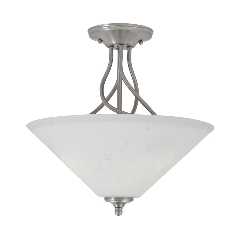 Capri Semi-Flush 3-Bulbs Shown With 16" Glass, Nickel brossé, Blanc