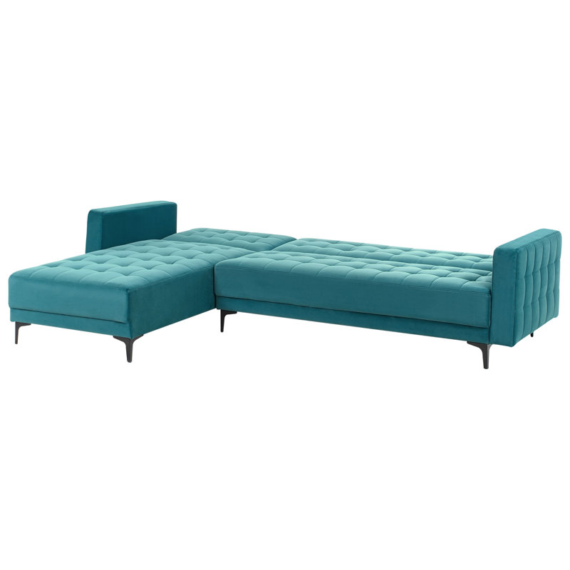 Aliyha 4 Seater Velvet Sofa Bed, Left Hand Facing, Sea Blue