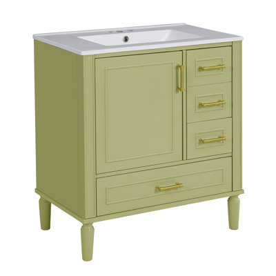 Meuble-lavabo autoportant de 30 po avec lavabo en céramique