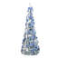 Arbre de Noël artificiel enneigé 7 pi, PVC vert, 200 DEL blanc chaud, télécommande, ornements bleus et argentés
