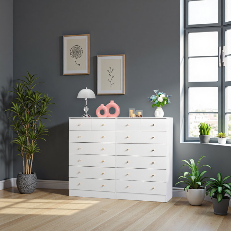 Andice 7 Drawer 26" W Chest, White