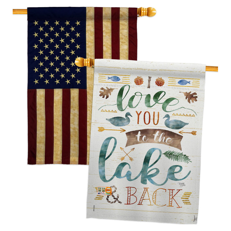Drapeau de maison en polyester 40 po x 28 po Love You To The Lake
