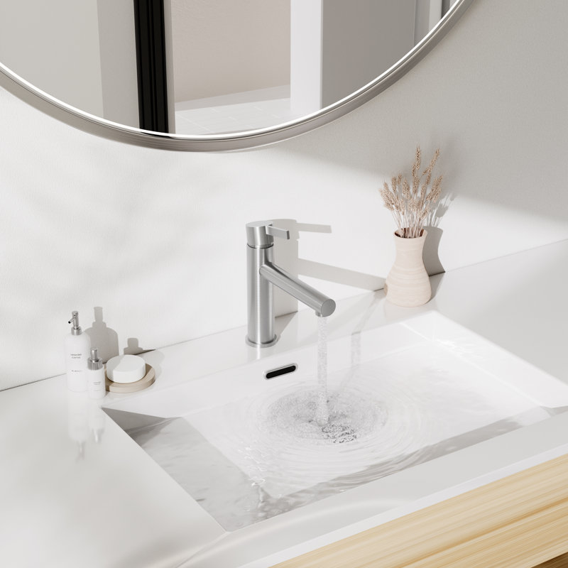 NO Single-handle Bathroom Faucet with Drain Assembly, Brushed Nickel