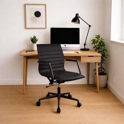Drayke Mid Century Modern Contemporary Ergonomic Office Chair Modern Wide With Wheels Pads Faux Leather Swivel Adjustable Executive Pads Seat