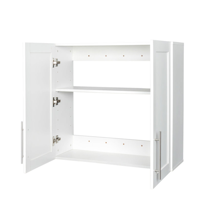 Armoire de rangement murale blanche empilable, P 12,06 po x l 31,28 po, H 29,53 po - avec tablettes et cloison mobiles pour l'organisation de bureau à domicile H 29,53 po, intérieur spacieux avec rangement réglable