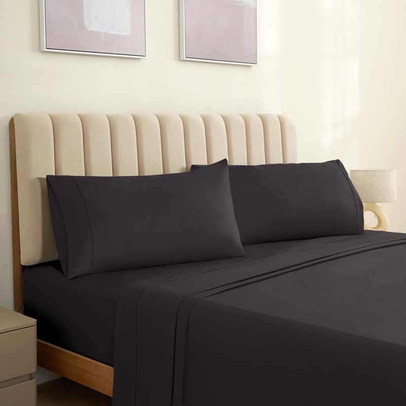 LuxClub 2 PC Black King Performance Microfiber Solid Pillowcase Set, King Pillowcase, Black