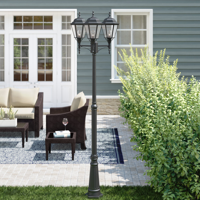 Lampadaire d'extérieur 100 po 3 lumières Amahni, Noir