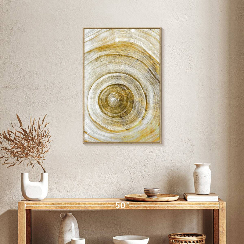 Tree Rings Molinari Geometric, Floating Frame Natural Wood, 21" x 31"