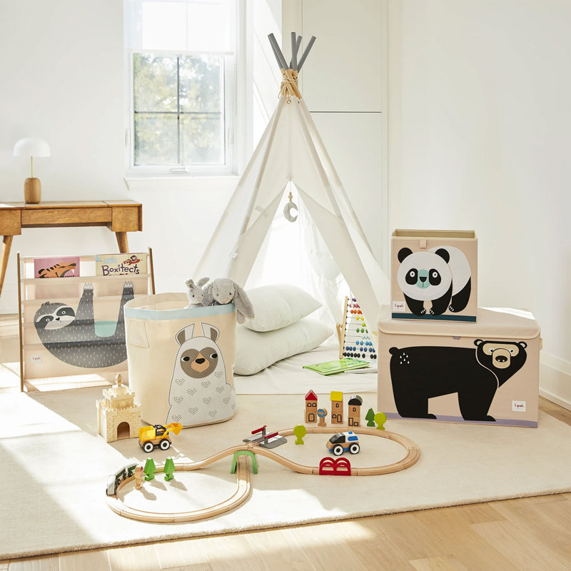 Gray and Beige Sloth Kids Book Rack Organizer