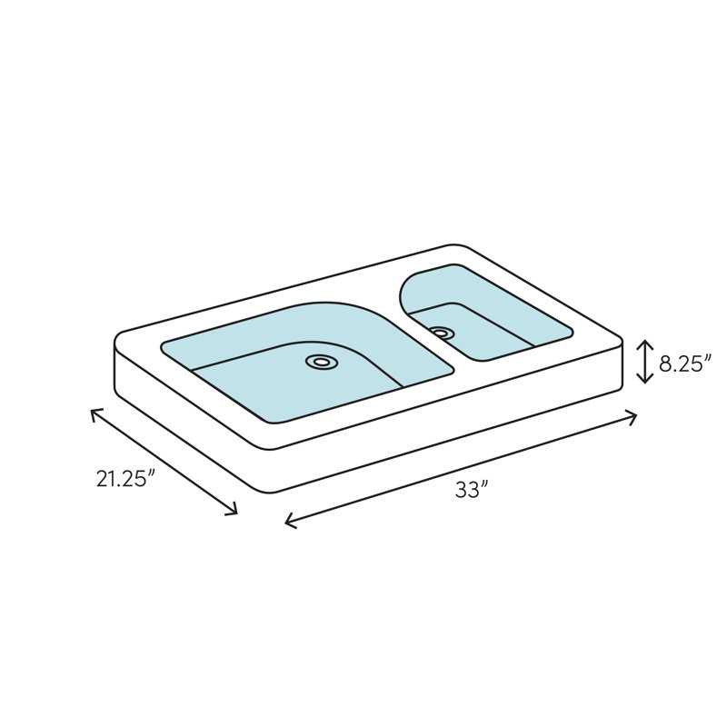 Swan 21.25'' W Double Bowl Solid Surface Undermount Kitchen Sink, Tahiti Ivory