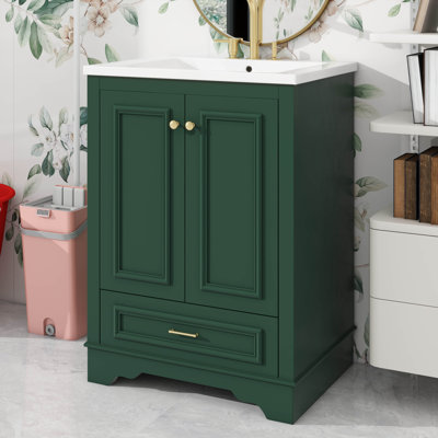 Ensemble de meuble-lavabo moderne autoportant 24 po avec lavabo en céramique 24 po