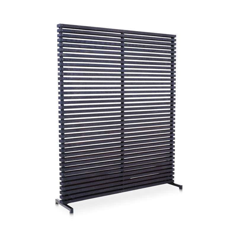 Pancrazia 60" W x 72" H Solid Wood Single Panel Room Divider, Black