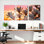 Ensemble de 3 tableaux sur toile « Magnolias en fleurs au coucher du soleil » pour la décoration du salon et de la chambre.