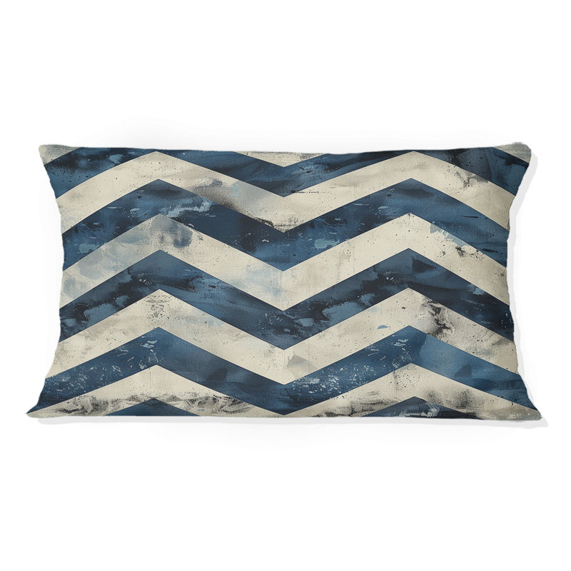 Coussin Chevron Harmony II - Glam, Bleu / Beige