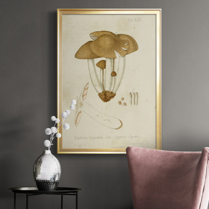 Mushroom Variétés V - reproduction d'art sur toile, H 30,5 po x l 22,5 po x P 1 po, Or