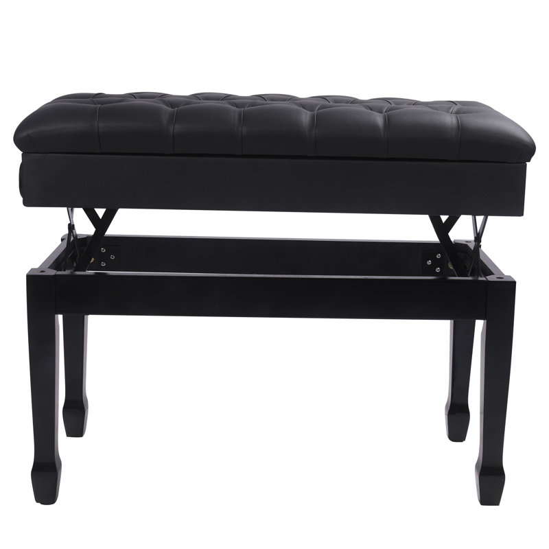 Banc de rangement rembourré en cuir Damarrion, Noir