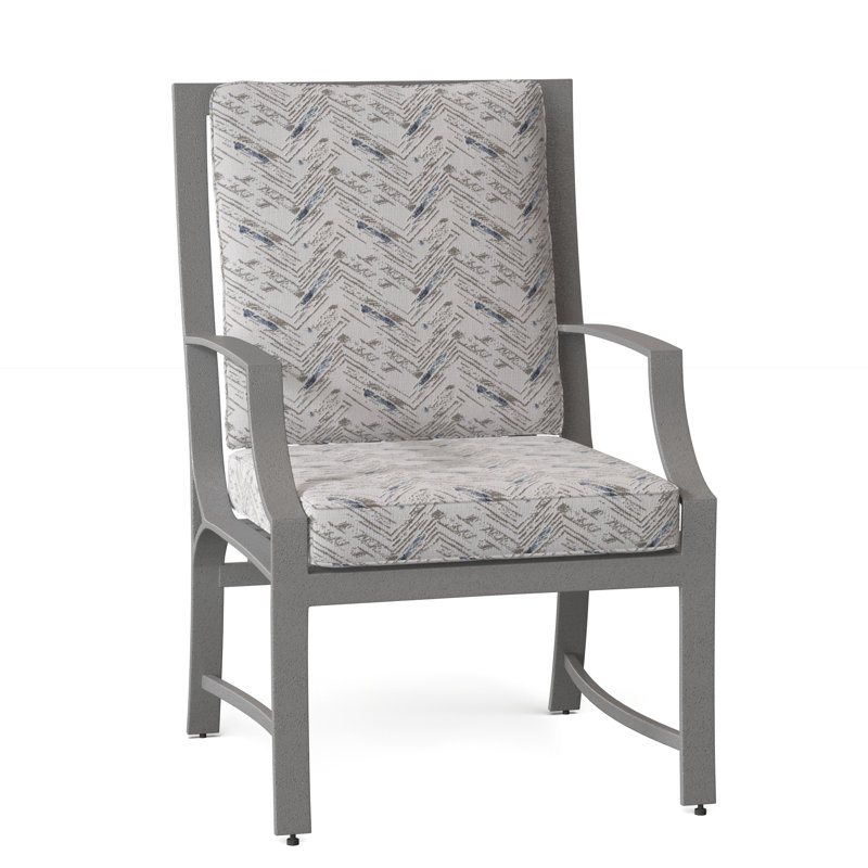 Chaise de patio avec coussin Seal Cove, Toile toile Sunbrella® Bird's Eye, Finition étain