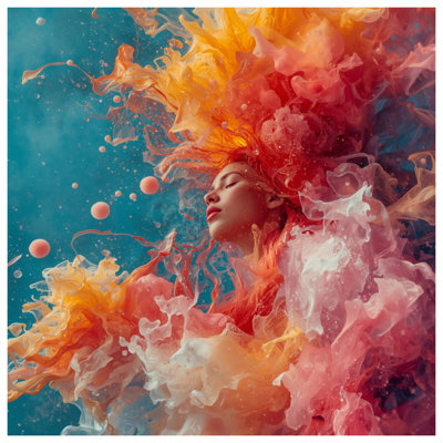 Vibrant Underwater Woman Canvas Gallery Wrap 