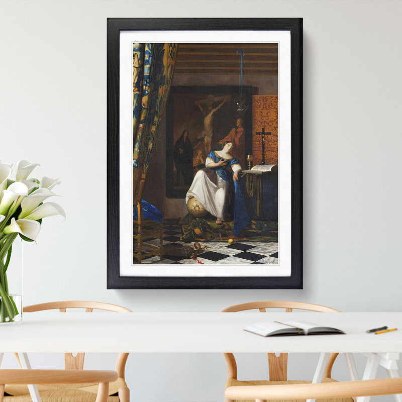 Allegory of the Catholic Faith by Johannes Vermeer - Picture Frame Graphic Art, 36cm H x 27cm W x 2cm D, Black Framed