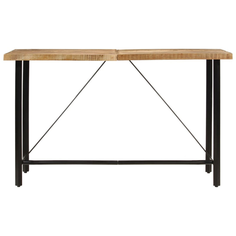 Aymeline Solid Wood Top Metal Base Dining Table, Light Brown