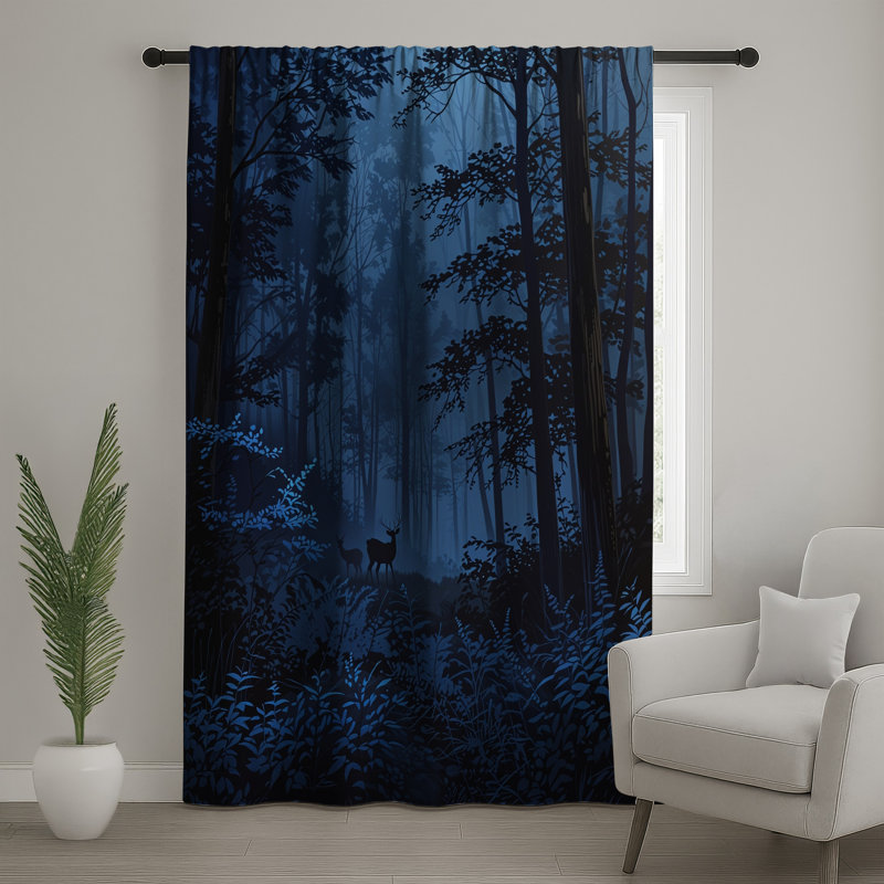 Rideaux de fenêtre Deer In Dense Forest, 50 po x 92 po - 1 panneau, Transparent