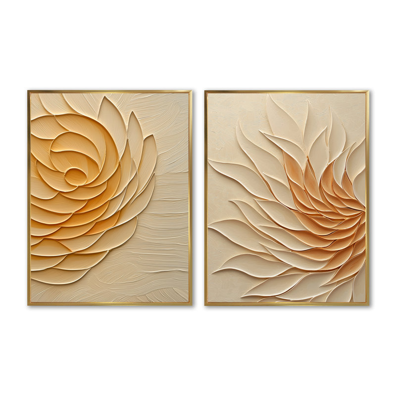 «Solar Flare Botanical Dream I - Botanicals», impression d'art mural abstrait moderne 2 pièces, H 32 po x l 48 po