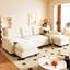 Canapé-lit en forme de U, lit convertible 2 en 1, amovible, ports, modulaire, revêtement en chenille orange, gris