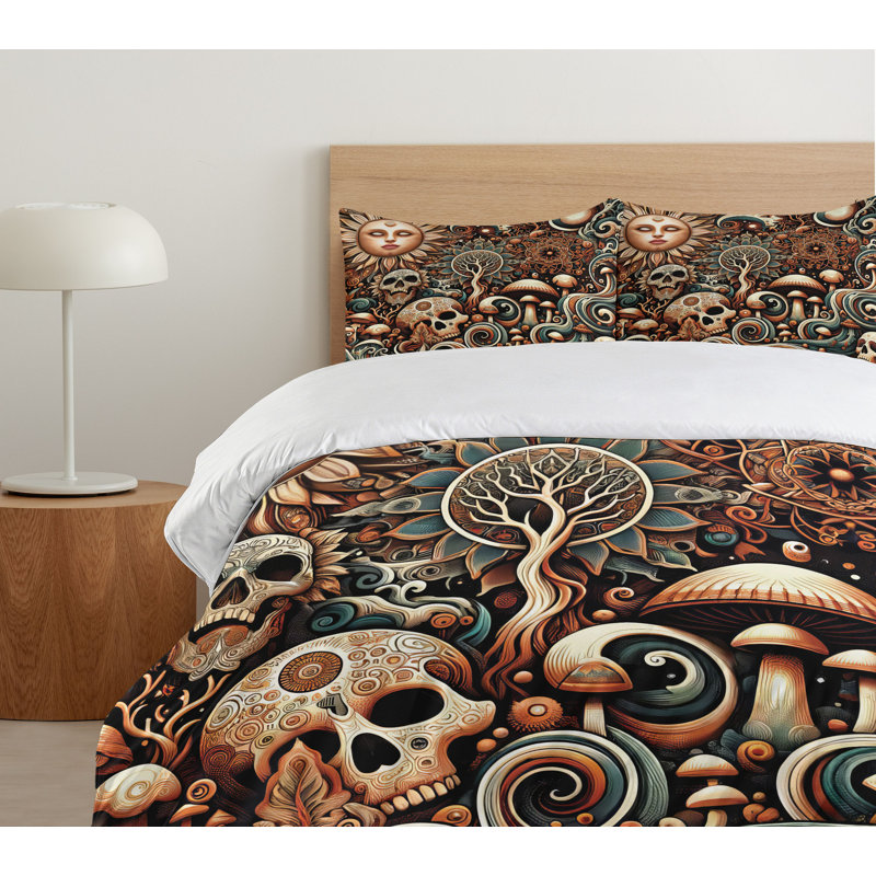 Boho Esoteric Duvet Cover, King Duvet Cover + 2 Standard Shams