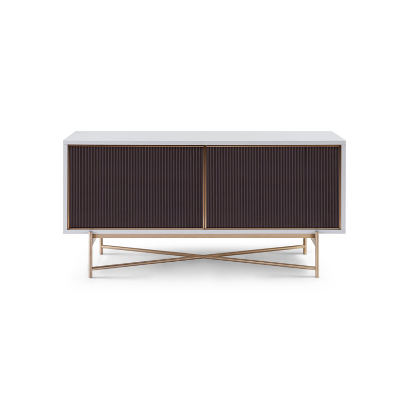 Amoriana Unfinished TV Stand for TVs up to 50", White/Bronze/Amber