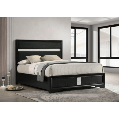 Annie Black 54-Inch Upholstered Queen Panel Bed