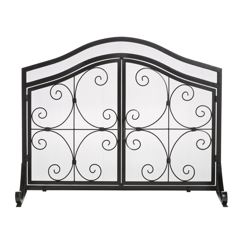Petit pare-étincelles avec portes, Cuivre, 33" H x 44" W x 3.75" D