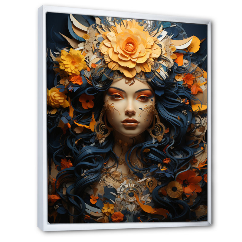 «Hassall Hinduisim Benevolent Durga Durga», reproduction sur toile, H 20 po x l 12 po x P 1 po, Cadre flottant blanc