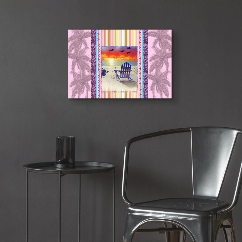 «Sunset Chair Palm» par James Mazzotta, art mural en verre acrylique, H 16 po x l 24 po x P 0,2 po