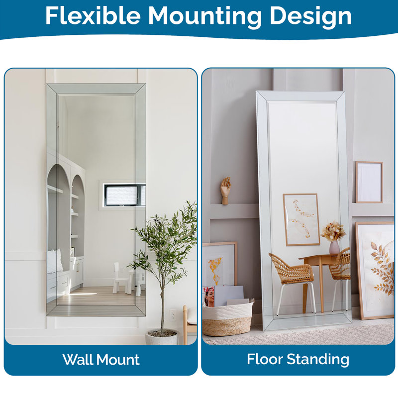 Laux Mirrored Bevel Frame Full Length Mirror