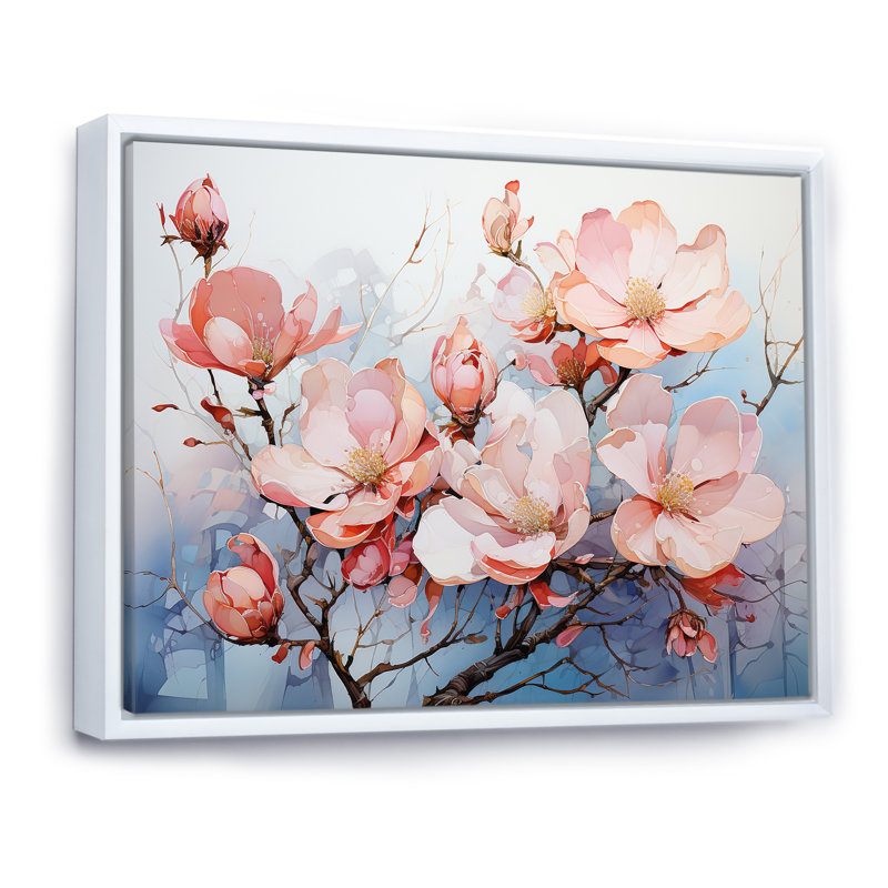 Luxuri Magnolia Tranquility sur impression sur toile, H 30 po x l 40 po x P 1,5 po, Cadre flottant blanc
