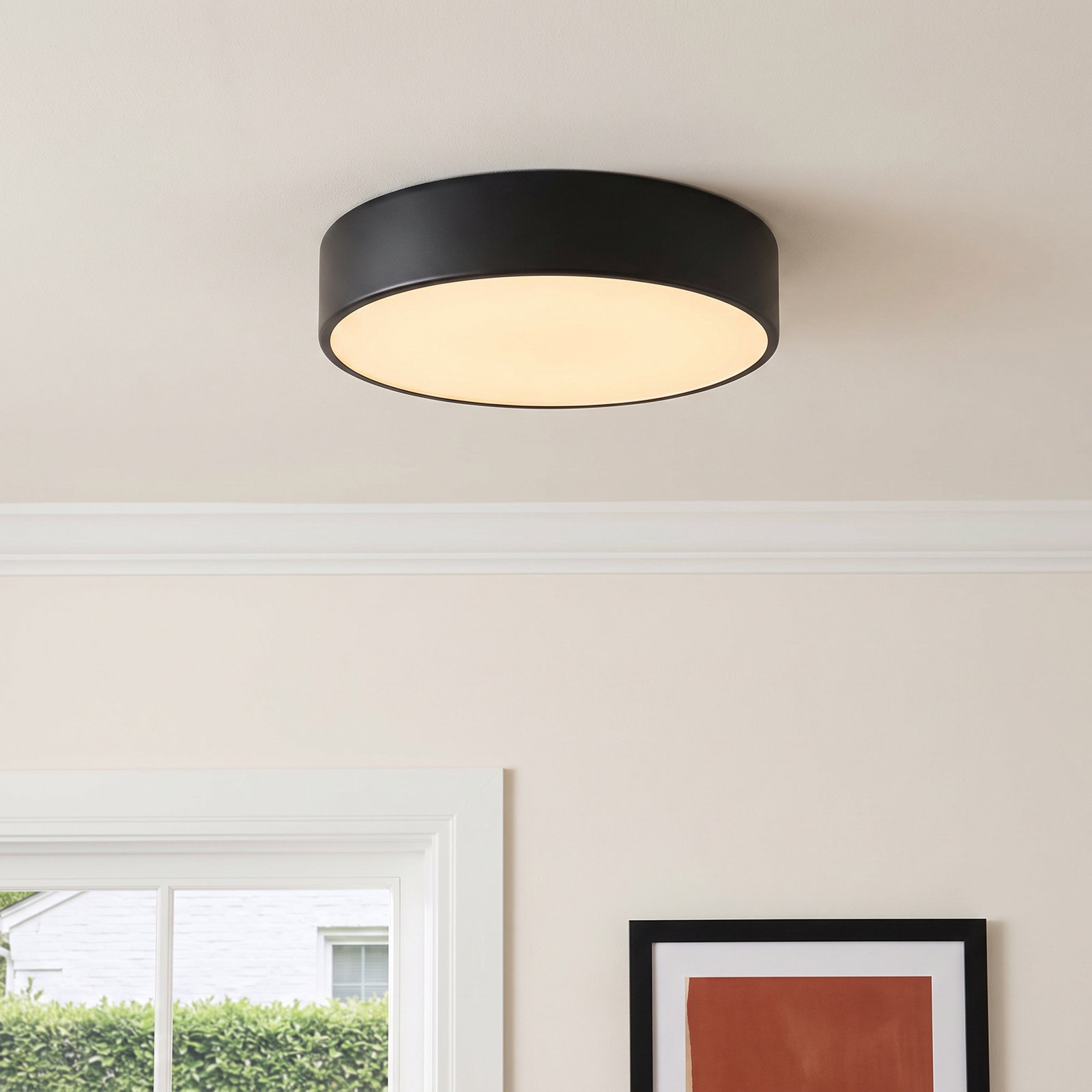 Bobber Single Light Flush Mount, Black, 4" H x 20" W x 20" D