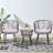 3 Piece Bistro Set, Modern Outdoor Wicker Patio Furniture with Tempered Glass Table Top and 2 Chairs, Grey Rattan and Grey Cushion-2016499597