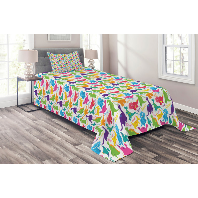 Jurassic Polyester Coverlet, Twin Bedspread + 1 Sham