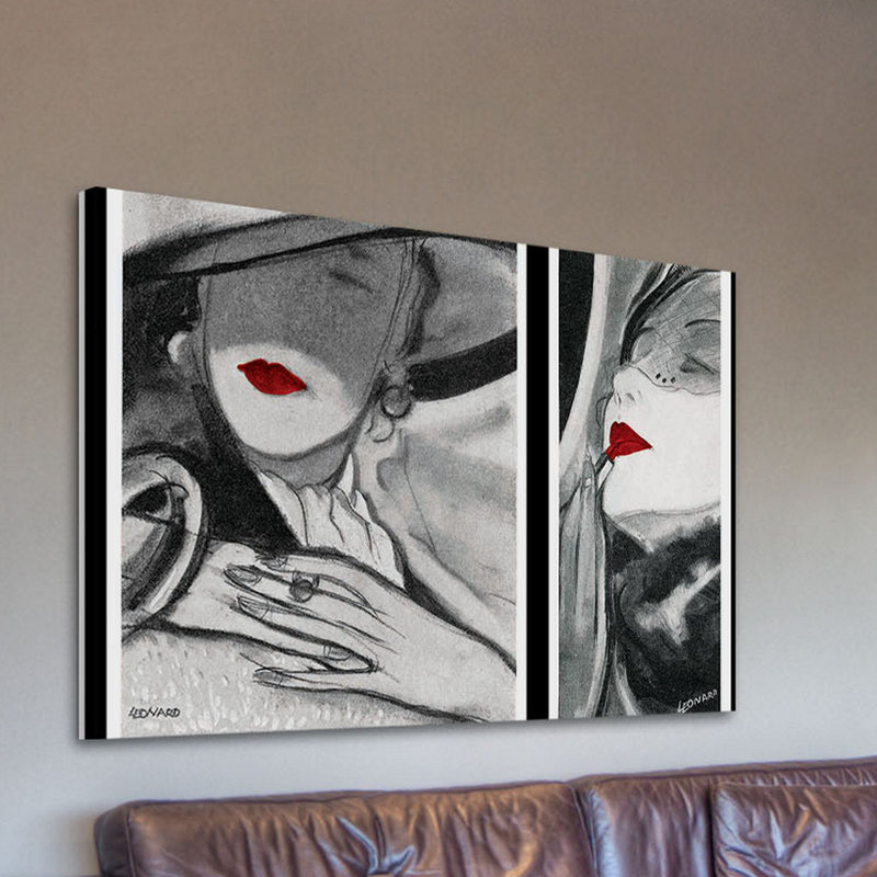 «Vintage Fashion Hat Lady 2», reproduction sur toile tendue, H 16 po x l 24 po x P 1,5 po