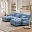 Canapé d'angle modulaire de luxe - Canapé nuage surdimensionné en forme de U pour salon, assise profonde avec 2 poufs, bleu chenille-282021434