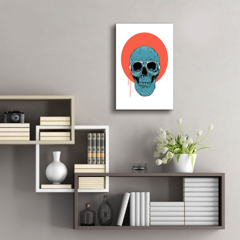  «Blue Skull» par Balazs Solti, art mural en verre acrylique, 16 po x 24 po, H 24 po x l 16 po