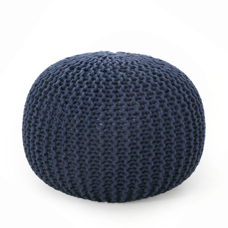 Pouf rond en coton Bordeaux, Marine