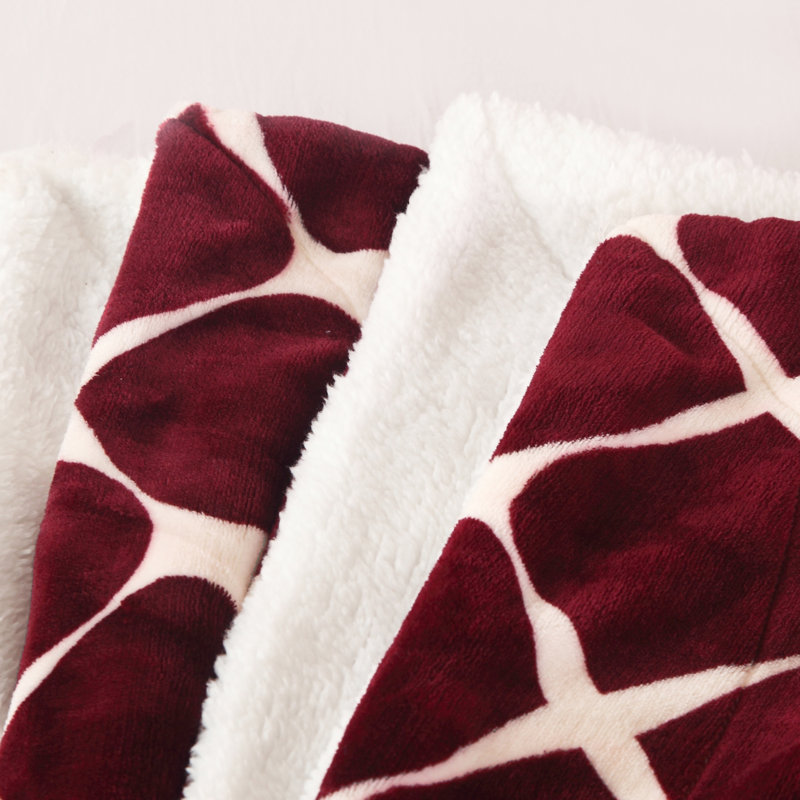 Throw Blanket, Burgundy/White