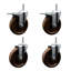 5 Inch High Temp Phenolic 5/8 Inch Stem Caster Set 2 Total Lock Brakes