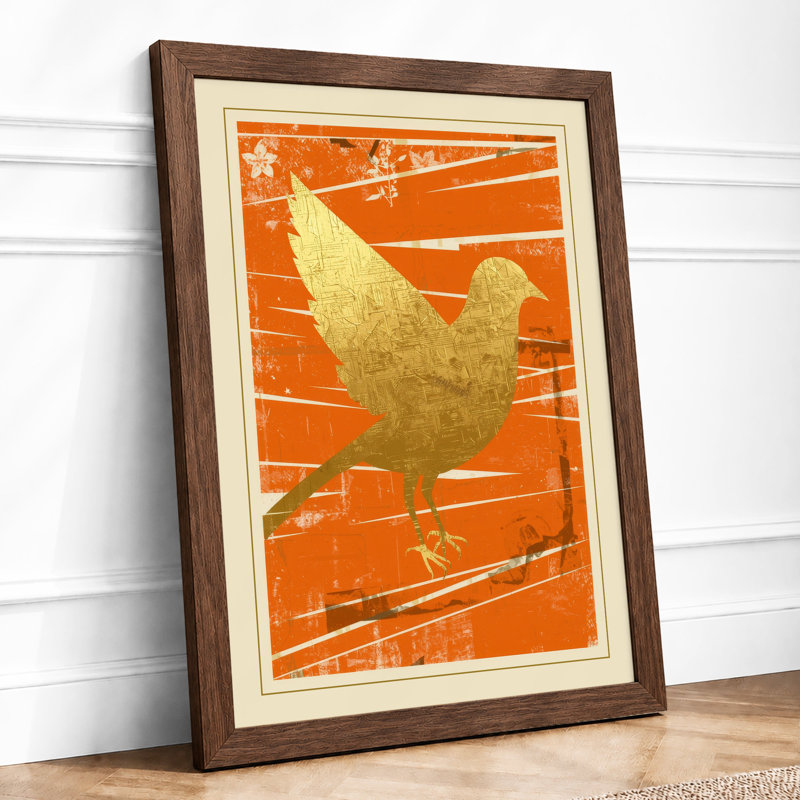Golden Chicken Rustic - Print, A2 - 59.4 x 42.0 cm, Walnut